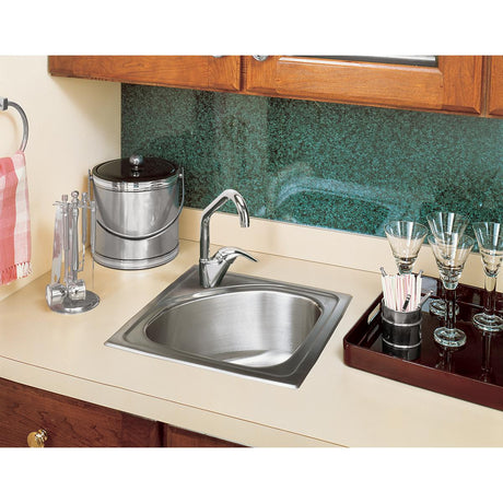 Elkay Lustertone Classic Stainless Steel 15" x 15" x 6-1/2", 1-Hole Single Bowl Drop-in Bar Sink