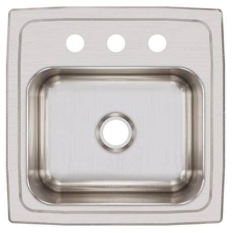 Elkay Lustertone Classic Stainless Steel 15" x 15" x 7-1/8", 3-Hole Single Bowl Drop-in Bar Sink with 2" Drain
