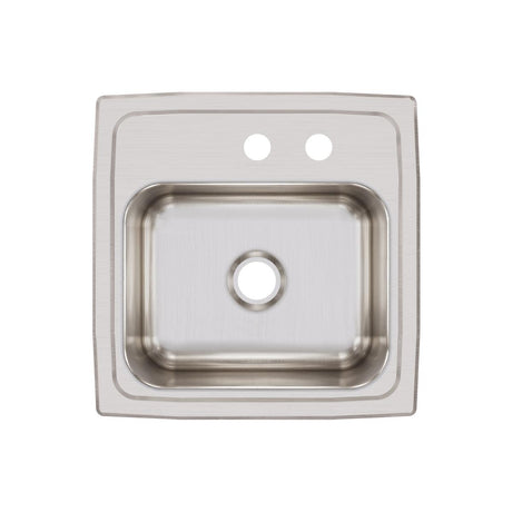 Elkay Lustertone Classic Stainless Steel 15" x 15" x 7-1/8", MR2-Hole Single Bowl Drop-in Bar Sink with 2" Drain