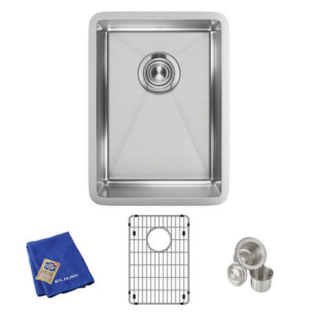 18 Gauge Stainless Steel 13.5 x 18.5 x 9 Single Bowl Undermount Bar/Prep Sink Kit