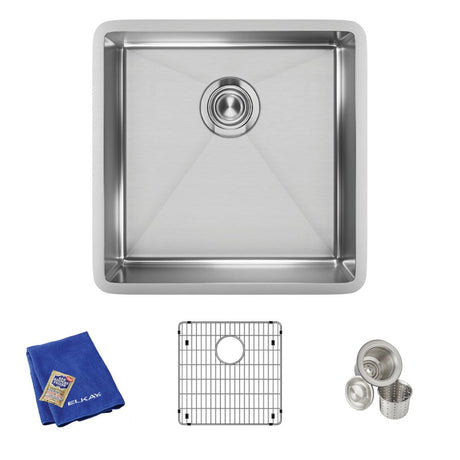 18 Gauge Stainless Steel 18.5 x 18.5 x 9 Single Bowl Undermount  Kit