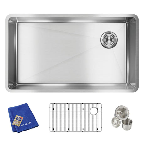 18 Gauge Stainless Steel 31.5 x 18.5 x 9 Single Bowl Undermount  Kit