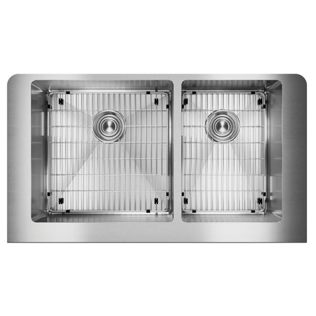 18 Gauge Stainless Steel 31.5 x 20.25 x 9 60/40 Double Bowl Apron Front Undermount  Kit
