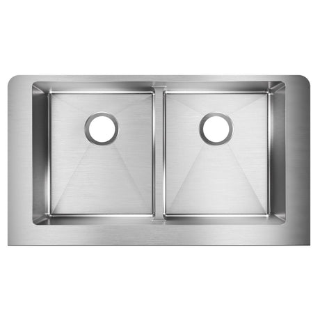 18 Gauge Stainless Steel 35.875 x 20.25 x 9 Double Bowl Farmhouse Undermount Kitchen Sink