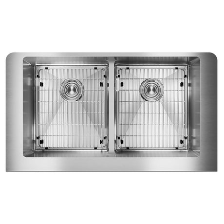 18 Gauge Stainless Steel 31.5 x 20.25 x 9  50/50 Double Bowl Apron Front Aqua Divide Undermount  Kit