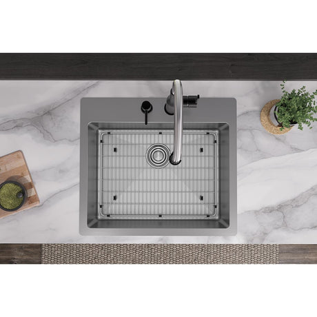 18 Gauge Stainless Steel 25 x 22 x 9 Single Bowl Dual Mount Kitchen Sink Kit