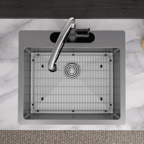 18 Gauge Stainless Steel 25 x 22 x 9 Single Bowl Dual Mount Kitchen Sink Kit