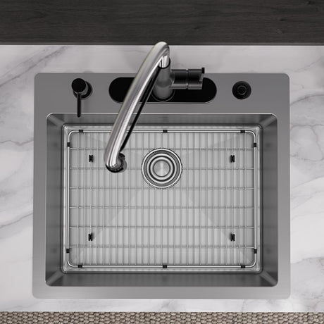 18 Gauge Stainless Steel 25 x 22 x 9 Single Bowl Dual Mount Kitchen Sink Kit