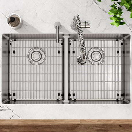 18 Gauge Stainless Steel 33 x 22 x 9 Double Bowl Dual Mount Kitchen Sink Kit