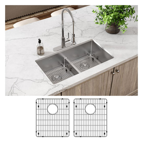 18 Gauge Stainless Steel 33 x 22 x 9 Double Bowl Dual Mount Kitchen Sink Kit