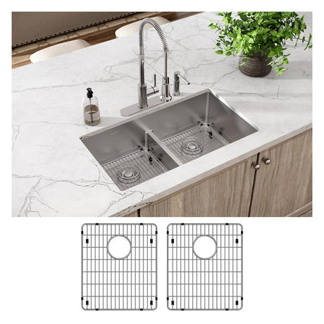 18 Gauge Stainless Steel 33 x 22 x 9 Double Bowl Dual Mount Kitchen Sink Kit