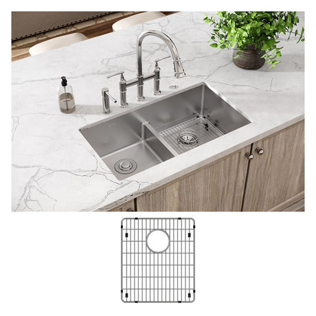 18 Gauge Stainless Steel 33 x 22 x 9 Double Bowl Dual Mount Kitchen Sink Kit