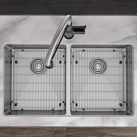 18 Gauge Stainless Steel 33 x 22 x 6 Double Bowl Dual Mount Kitchen Sink Kit