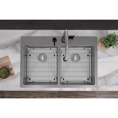 18 Gauge Stainless Steel 33 x 22 x 6 Double Bowl Dual Mount Kitchen Sink Kit