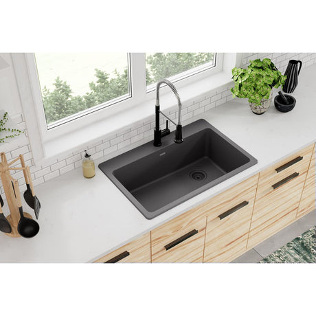 Quartz Classic 33" x 22" x 9-1/2" Single Bowl Drop-in Sink Dusk Gray