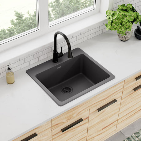 Quartz Classic 25" x 22" x 9-1/2" Single Bowl Drop-in Sink Dusk Gray