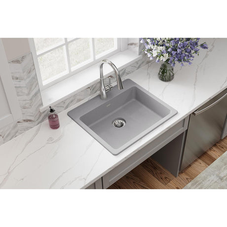 Quartz Classic 25" x 22" x 5-1/2" Single Bowl Drop-in ADA Sink with Perfect Drain® Greystone