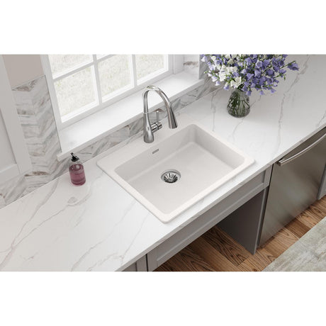 Quartz Classic 25" x 22" x 5-1/2" Single Bowl Drop-in ADA Sink with Perfect Drain® White