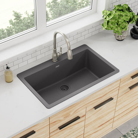 Quartz Classic 33" x 20-7/8" x 9-7/16" Single Bowl Drop-in Sink Dusk Gray