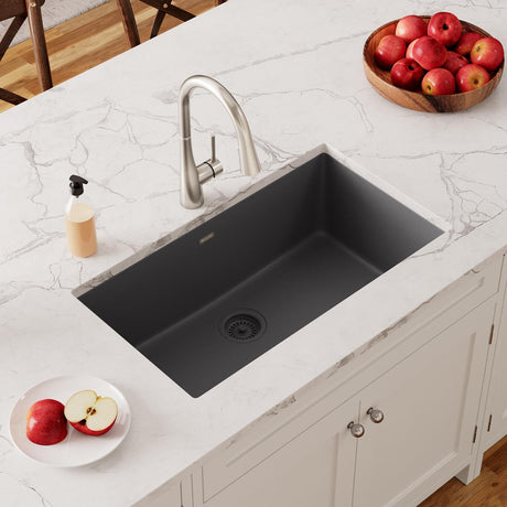Quartz Classic 33" x 18-7/16" x 9-7/16" Single Bowl Undermount Sink Dusk Gray
