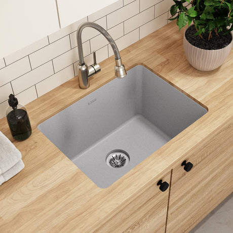 Quartz Classic 25" x 18-1/2" x 11-13/16" Undermount Laundry Sink with Perfect Drain® Greystone