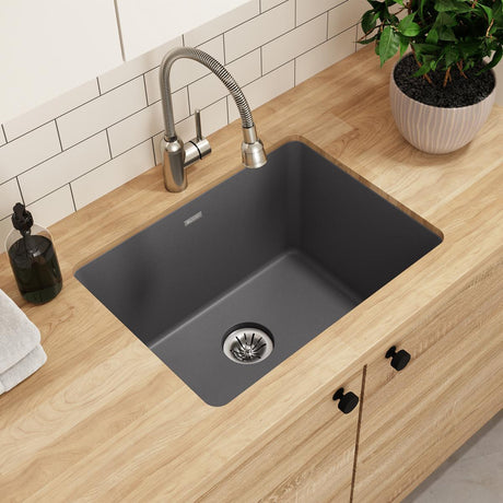 Quartz Classic 25" x 18-1/2" x 11-13/16" Undermount Laundry Sink with Perfect Drain® Dusk Gray