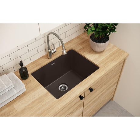 Quartz Classic 25" x 18-1/2" x 11-13/16" Undermount Laundry Sink with Perfect Drain® Mocha