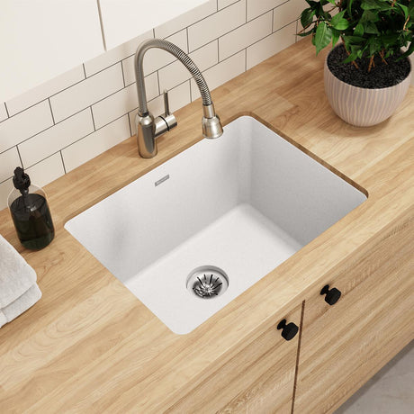 Quartz Classic 25" x 18-1/2" x 11-13/16" Undermount Laundry Sink with Perfect Drain® White