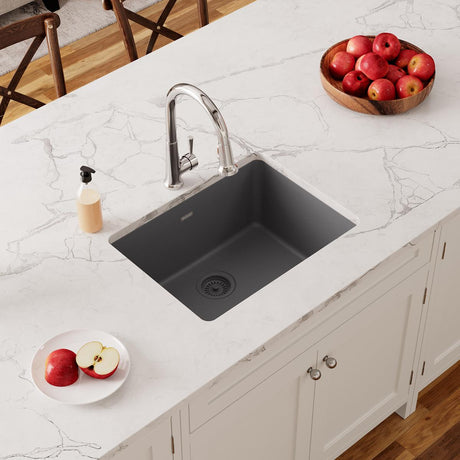 Quartz Classic 24-5/8" x 18-1/2" x 9-1/2" Single Bowl Undermount Sink Dusk Gray