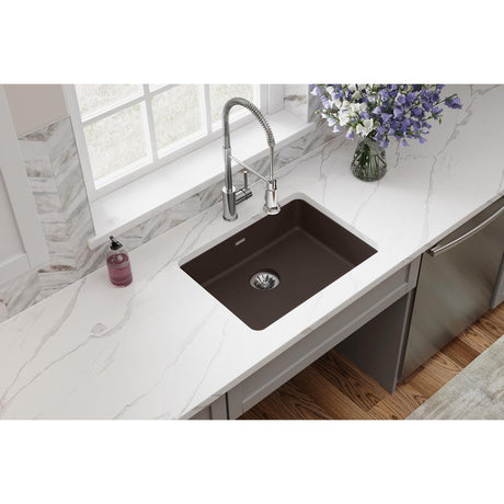Quartz Classic 25" x 18-1/2" x 5-1/2" Single Bowl Undermount ADA Sink with Perfect Drain® Mocha