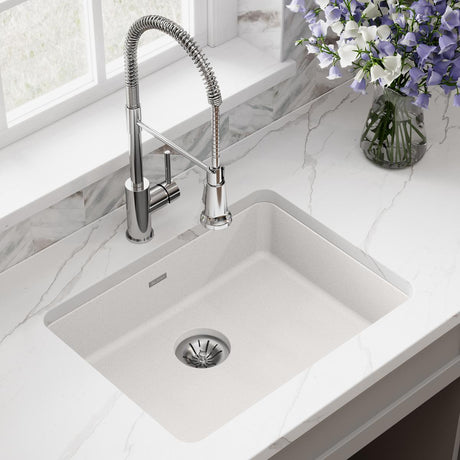 Quartz Classic 25" x 18-1/2" x 5-1/2" Single Bowl Undermount ADA Sink with Perfect Drain® White