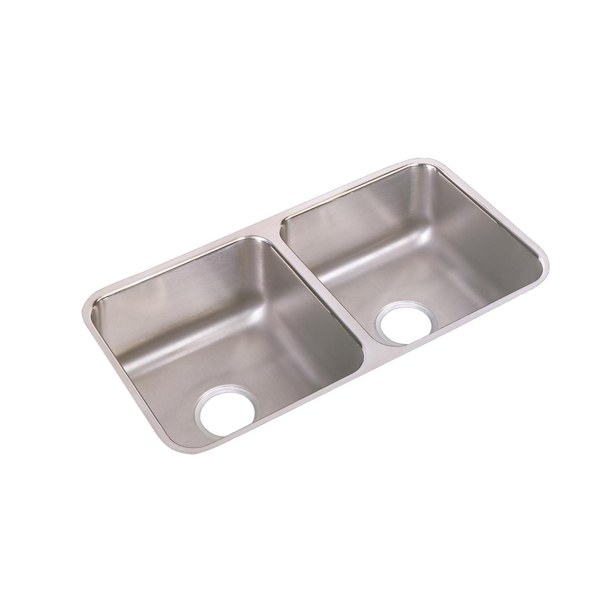Elkay Lustertone Classic Stainless Steel 31-3/4" x 16-1/2" x 7-1/2", Equal Double Bowl Undermount Sink Kit