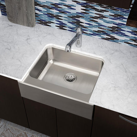 Elkay Lustertone Classic Stainless Steel 25" x 20-1/2" x 7-7/8", 0-Hole Single Bowl Farmhouse Sink