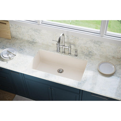 Quartz Luxe 35-7/8" x 19" x 9" Single Bowl Undermount Kitchen Sink with Perfect Drain® Ricotta