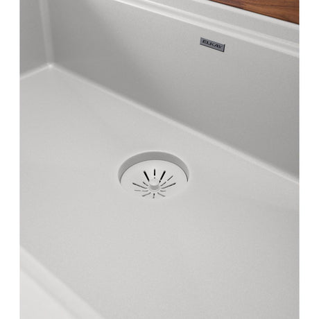 Quartz Luxe 35-7/8 x 21-9/16 x 9" Single Bowl 10" Apron Farmhouse Workstation Sink with Perfect Drain® Ricotta