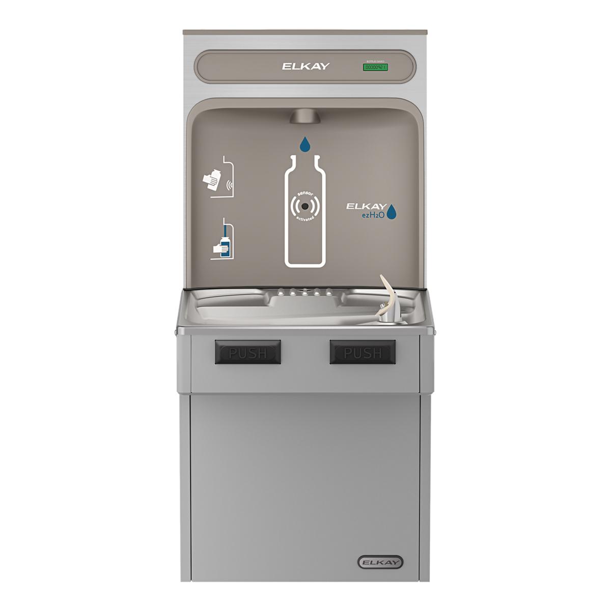 Elkay ezH2O Bottle Filling Station with Mechanically Activated, Bi-Level ADA Cooler Filtered Refrigerated Light Gray