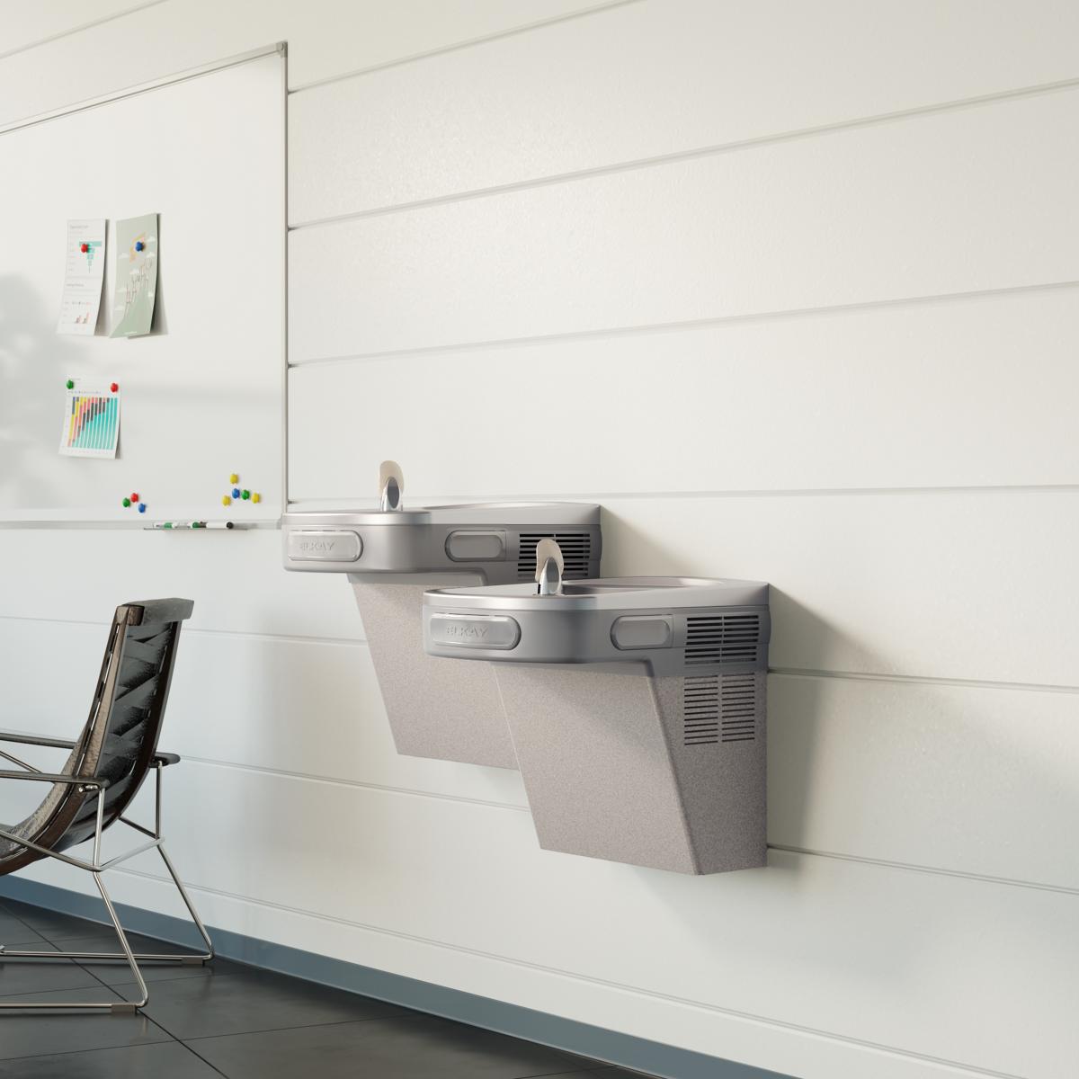 Elkay Versatile Cooler Wall Mount Bi-Level ADA Non-Filtered Refrigerated, Light Gray Granite