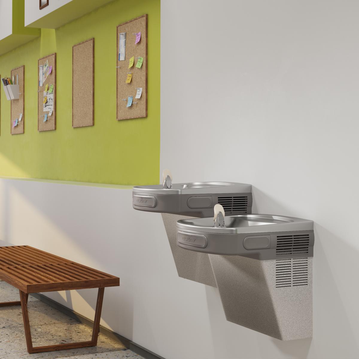 Elkay Versatile Cooler Wall Mount Bi-Level ADA Non-Filtered, Non-Refrigerated Light Gray Granite