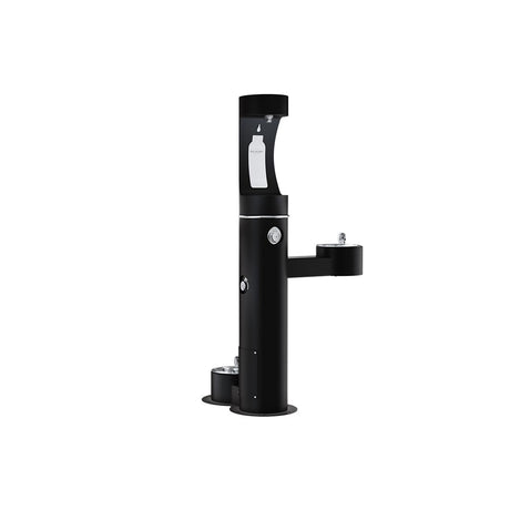 Elkay Outdoor ezH2O Upper Bottle Filling Station, Bi-Level Pedestal with Pet Station NonFilter, NonRefrige FreezeResist Black
