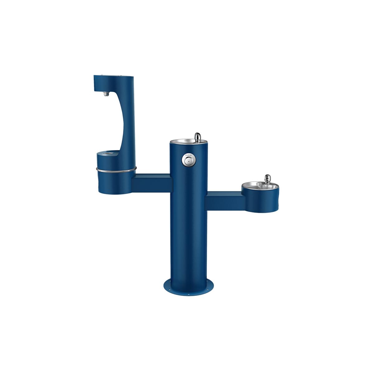Elkay Outdoor ezH2O Middle Bottle Filling Station Tri-Level Pedestal, Non-Filtered Non-Refrigerated Blue