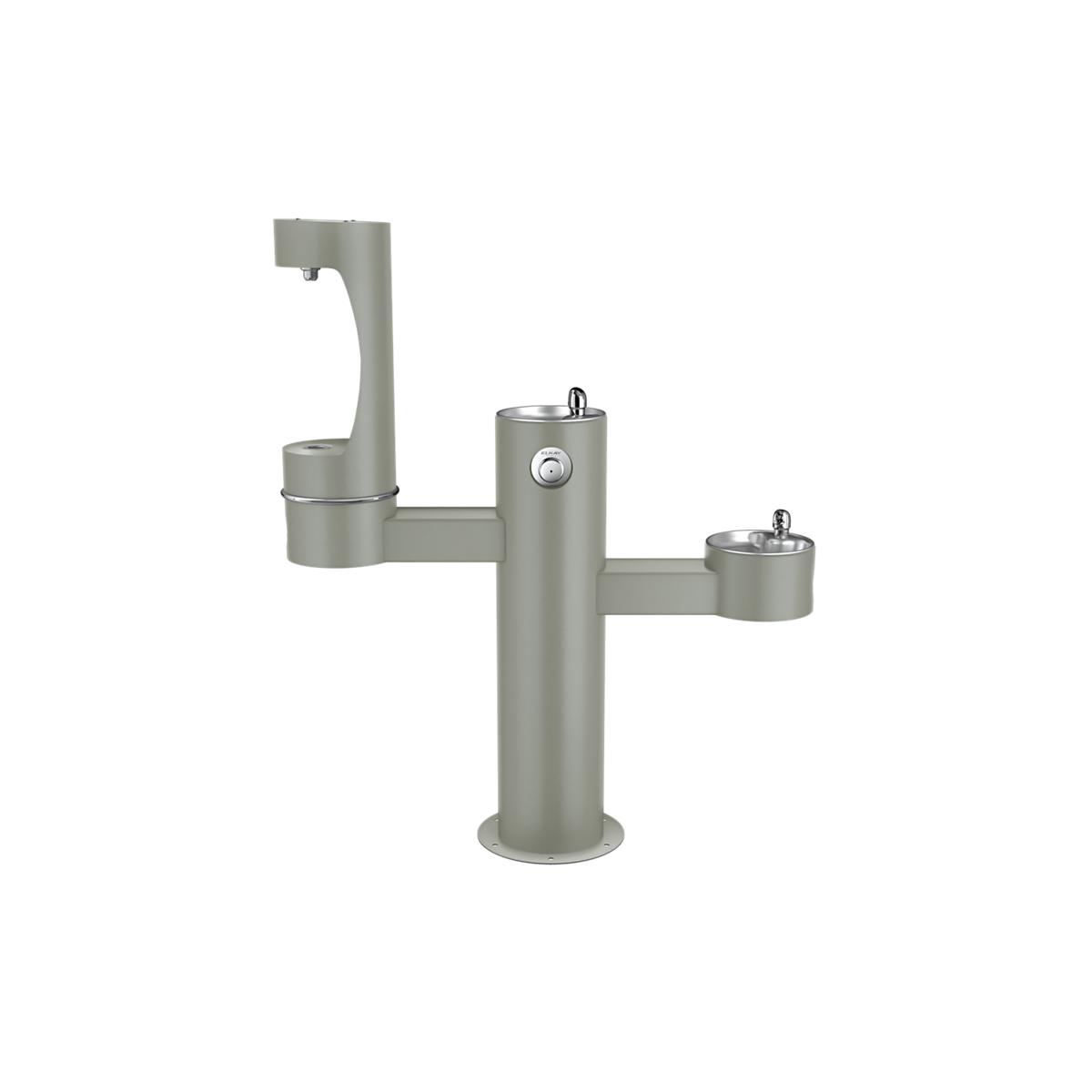 Elkay Outdoor ezH2O Middle Bottle Filling Station Tri-Level Pedestal, Non-Filtered Non-Refrigerated Gray