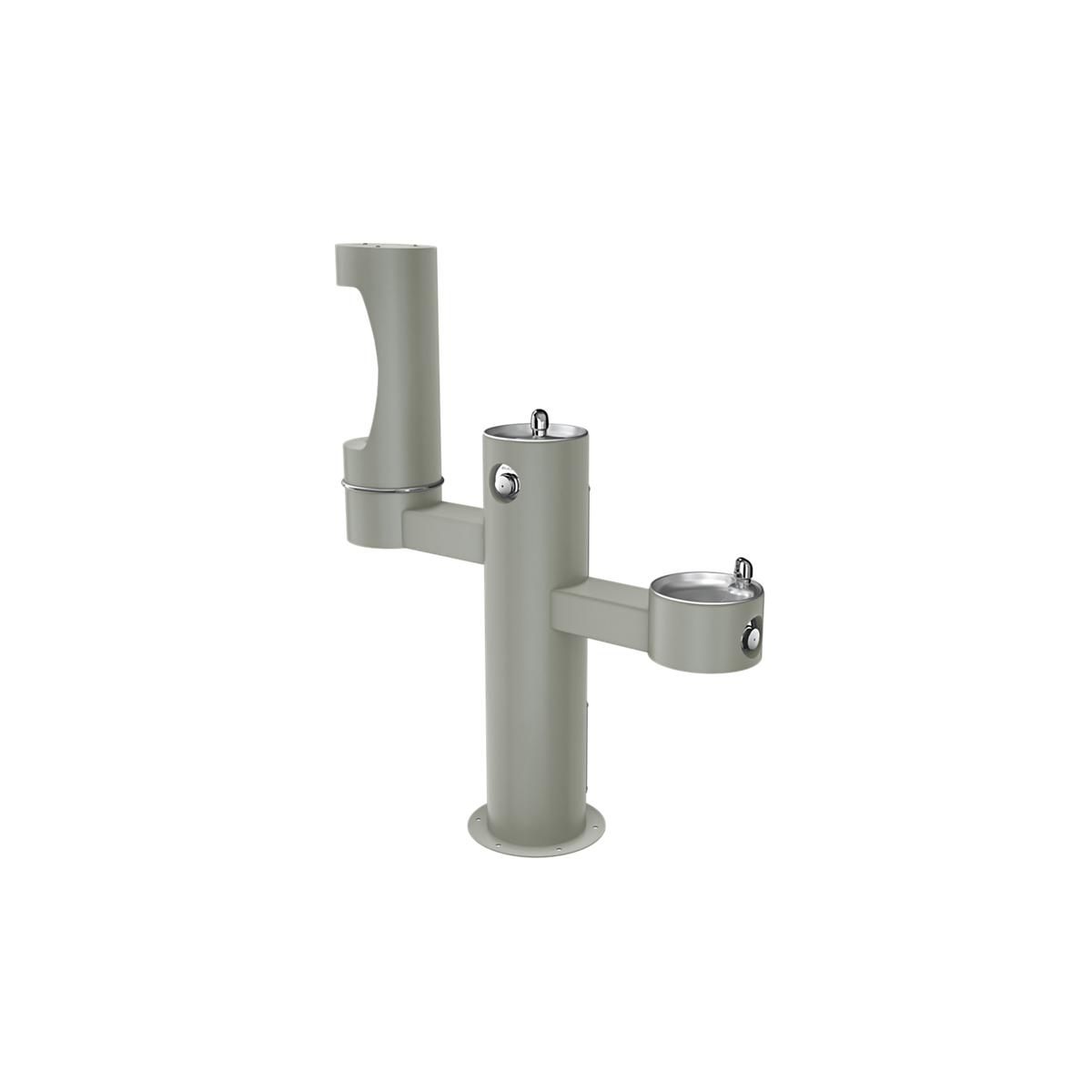 Elkay Outdoor ezH2O Middle Bottle Filling Station Tri-Level Pedestal, Non-Filtered Non-Refrigerated Gray
