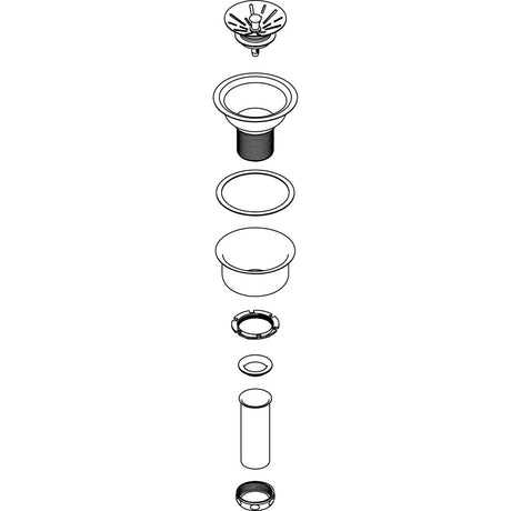Elkay Deluxe 3-1/2" Drain Type 304 Stainless Steel Body Strainer Basket Rubber Seal and Tailpiece