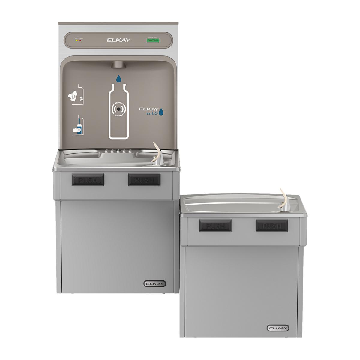 Elkay ezH2O Bottle Filling Station with Mechanically Activated, Bi-Level ADA Cooler Filtered Refrigerated Light Gray