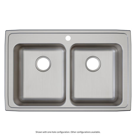 Elkay Lustertone Classic Stainless Steel 33" x 21-1/4" x 6", 3-Hole Equal Double Bowl Drop-in ADA Sink with Quick-clip