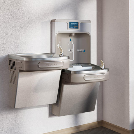 Elkay ezH2O Bottle Filling Station & Versatile Bi-Level ADA Cooler, Filtered Refrigerated Light Gray