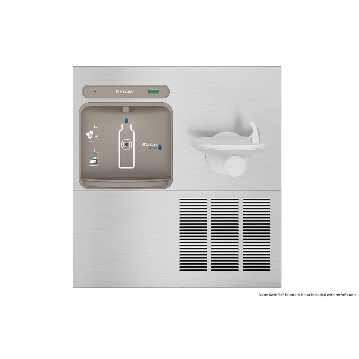 Elkay ezH2O Retrofit Bottle Filling Station with SwirlFlo Fountain, Filtered Refrigerated Stainless