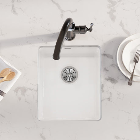 Elkay Fireclay 16-7/16" x 18-15/16" x 9-1/16" Single Bowl Undermount Bar Sink, White