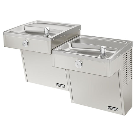 Elkay Cooler Wall Mount Bi-Level ADA Frost Resistant, Vandal-Resistant Non-Filtered Non-Refrigerated Stainless