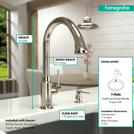 Talis C HighArc Kitchen Faucet, 2-Spray Pull-Down